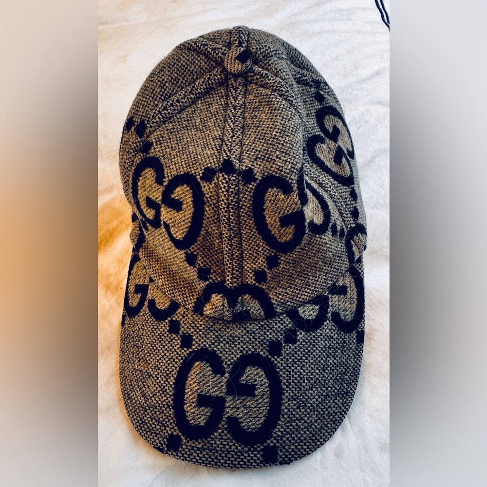 Gucci Wool Hat – Gray/Navy GG Motif